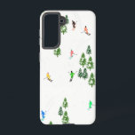 Coque Samsung Galaxy Skieurs alpins Illustration<br><div class="desc">skieur d'hiver cool design motif avec skieurs skieurs sur les pistes de la station de ski alpin parmi des sapins enneigés dans les alpes. Les skieurs freeride portent des combinaisons de ski rétro vintages et colorées, descendent en ski avec des skis sur un arrière - plan de paysage de montagne...</div>