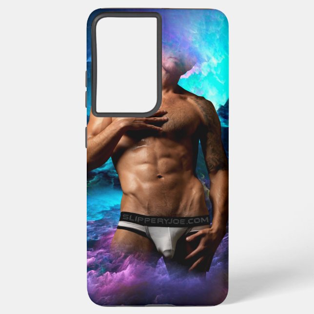 Coque Samsung Galaxy SlipperyJoe homme musclé sous-vêtements bulle dyna (Verso)