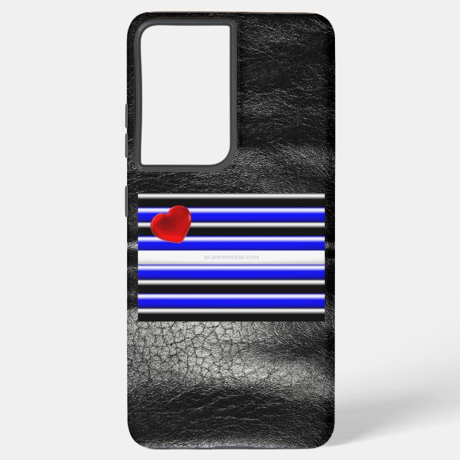 Coque Samsung Galaxy SlipperyJoe's Gay Leather Pride drapeau royal noir (Verso)