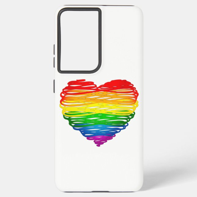 Coque Samsung Galaxy SlipperyJoe's Pride Heart Scribbles forme de coeur (Verso)
