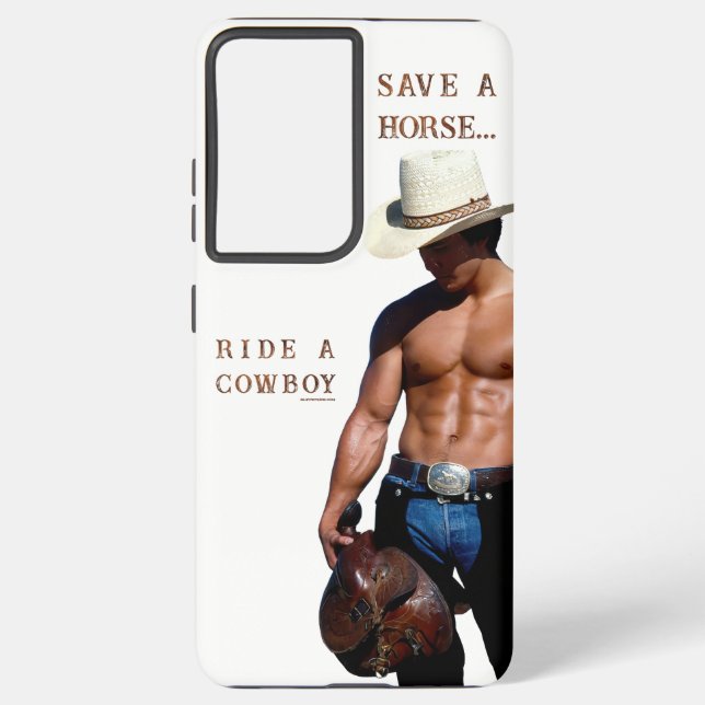 Coque Samsung Galaxy SlipperyJoe's save horse ride paille cowboy casque (Verso)