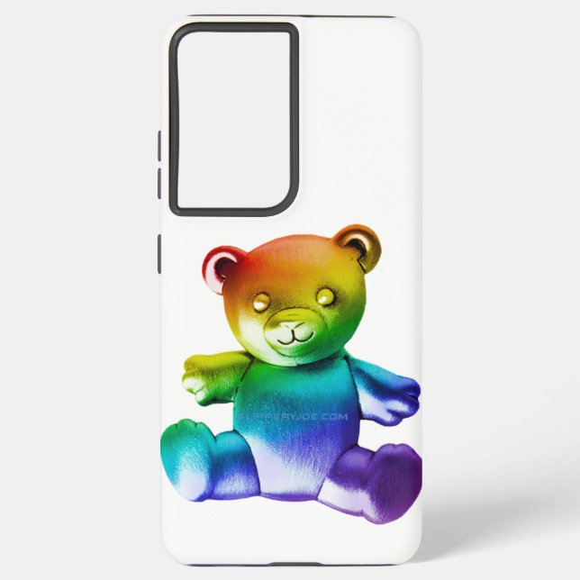 Coque Samsung Galaxy SlipperyL'ours en peluche brossé de Joe gra arc-en (Verso)