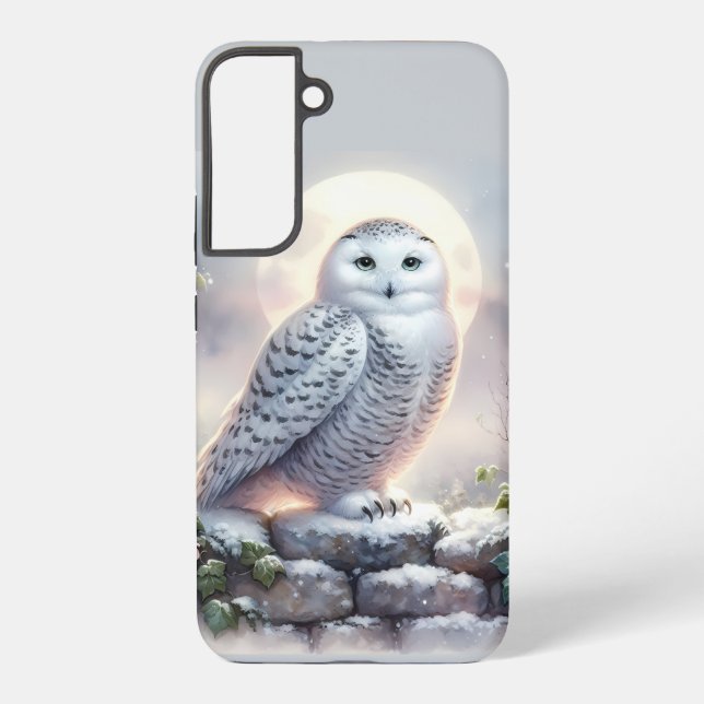 Coque Samsung Galaxy Snowy Owl in Moonlit Winter Garden (Verso)