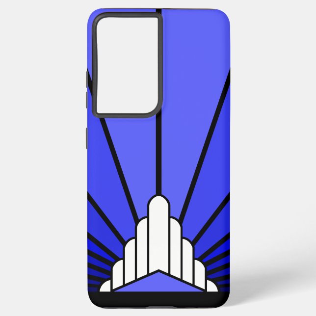 Coque Samsung Galaxy Soleil Art déco en bleu (Verso)