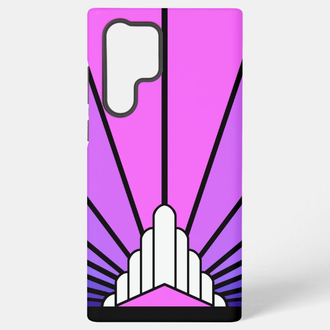 Coque Samsung Galaxy Soleil Art déco en violet & rose (Verso)