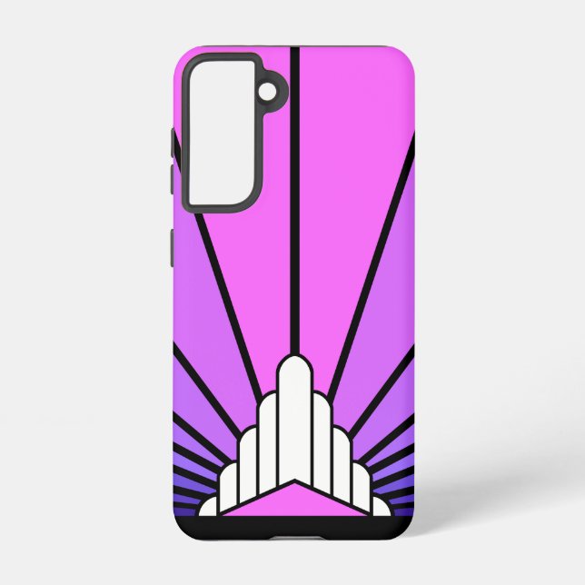 Coque Samsung Galaxy Soleil Art déco en violet & rose (Verso)