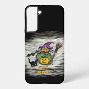 Coque Samsung Galaxy Sorcière, Chat, Chauve-souris et Citrouille, Joyeu