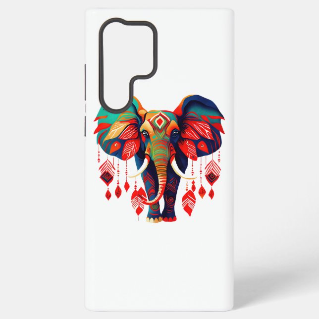 Coque Samsung Galaxy Spiritual Elephant with Red Feathers (Verso)