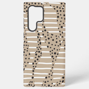 Coque Samsung Galaxy Spots et bandes 2 - Taupe, Noir et Blanc