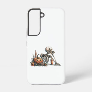 Coque Samsung Galaxy Squelette avec citrouille et boisson. Halloween