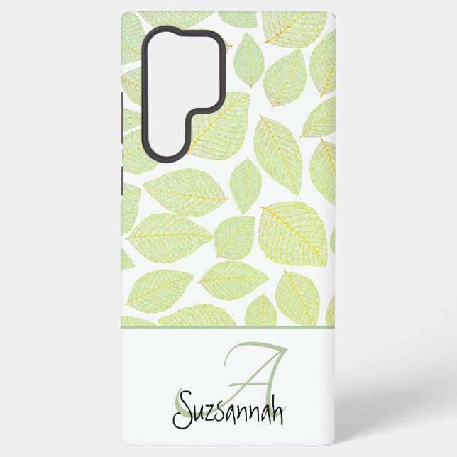 Coque Samsung Galaxy Squelette vert feuille Motif sur blanc (Verso)