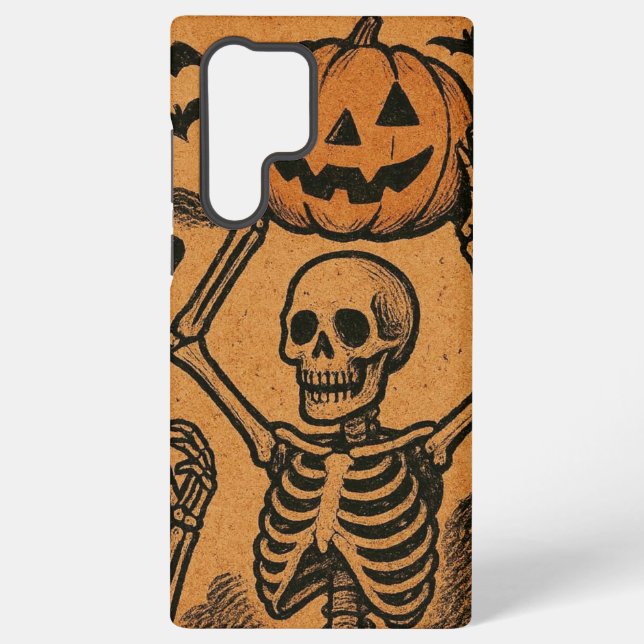 Coque Samsung Galaxy Squelettes d'Halloween vintages/rétro (Verso)