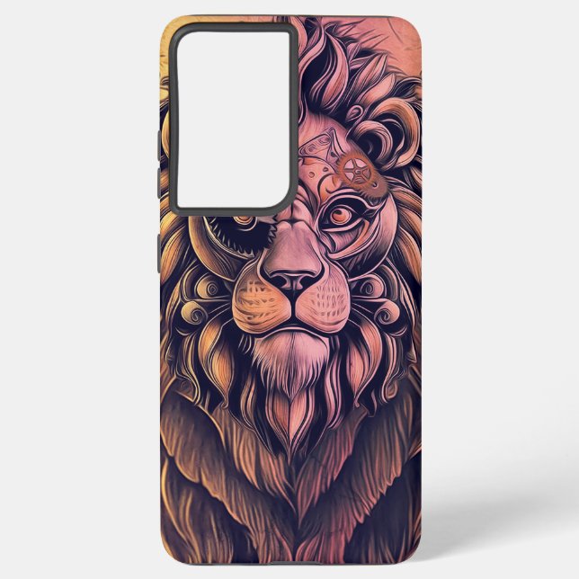 Coque Samsung Galaxy Steampunk Couleur Gradient Lion Rustique (Verso)