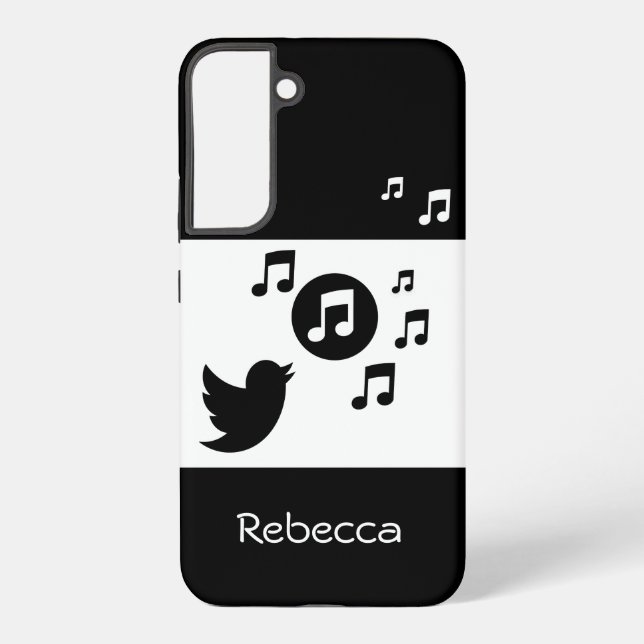Coque Samsung Galaxy Stylish Songbird Black and White Personnalisé (Verso)