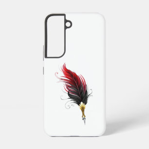 Coque Samsung Galaxy Stylo rouge en plumes avec nib or