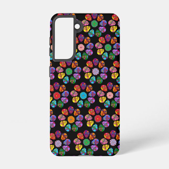 Coque Samsung Galaxy Sugar Skull Flower (Verso)