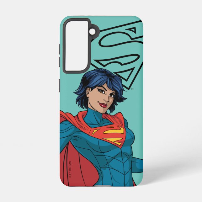 Coque Samsung Galaxy Supergirl Hovering en costume bleu (Verso)