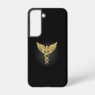 Coque Samsung Galaxy Symbole caducée polygonal or