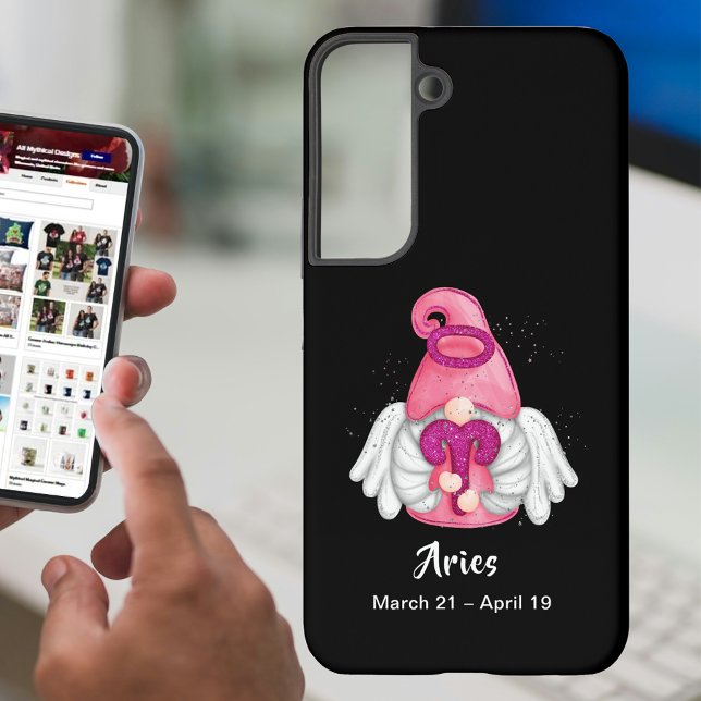 Coque Samsung Galaxy SYMBOLE D'Astrologie Gnome Aries Angel S22 (Gnome Aries Astrology Sign Angel S22 Samsung Galaxy Case)