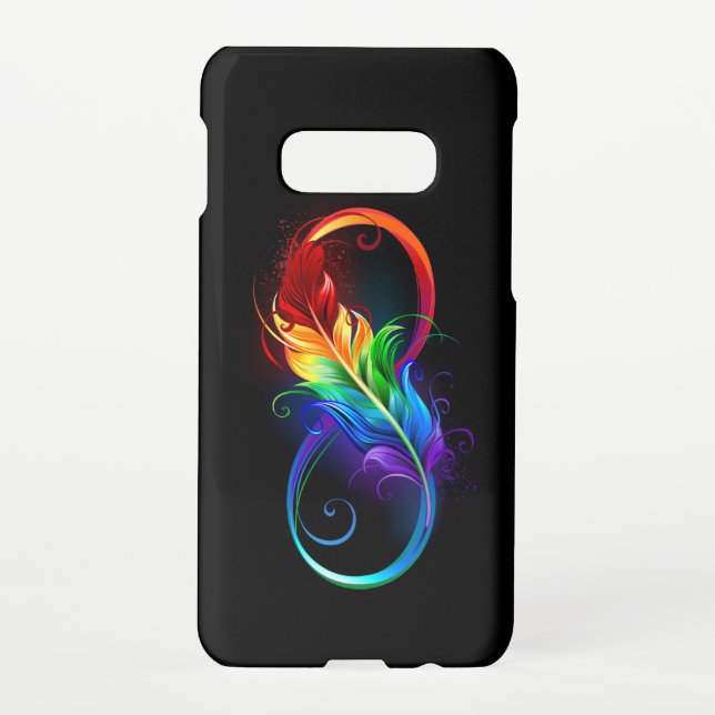Coque Samsung Galaxy Symbole d'infini avec plume arc-en-ciel (Dos)