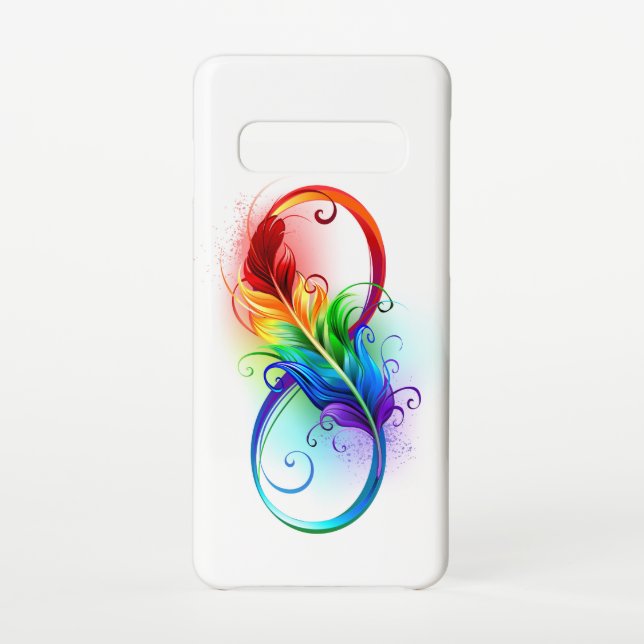 Coque Samsung Galaxy Symbole d'infini avec plume arc-en-ciel (Dos)