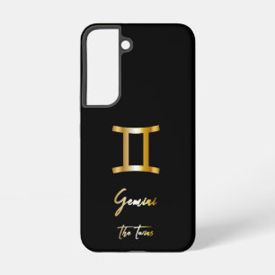 Coque Samsung Galaxy Symbole Gemini Zodiac, Noir & Or