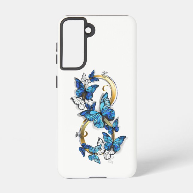Coque Samsung Galaxy Symbole infini de papillons Morpho bleus (Verso)