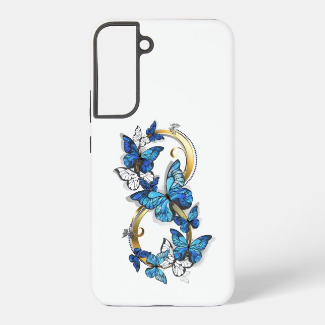 Coque Samsung Galaxy Symbole infini de papillons Morpho bleus (Verso)