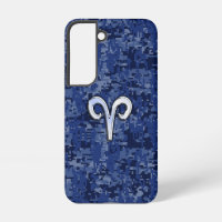 SYMBOLE Zodiaque Aries sur la Camo Bleue Marine