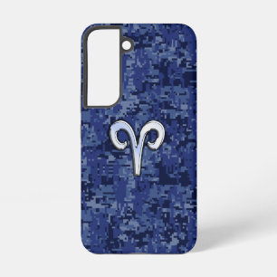 Coque Samsung Galaxy SYMBOLE Zodiaque Aries sur la Camo Bleue Marine