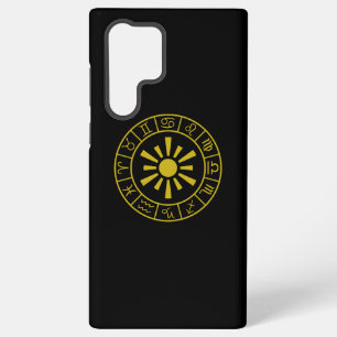 Coque Samsung Galaxy Symboles de Zodiaque Astrologique Roue+Soleil Or