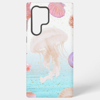 Coque Samsung Galaxy Téléphone esthétique Pastel Méduse et Coquillages