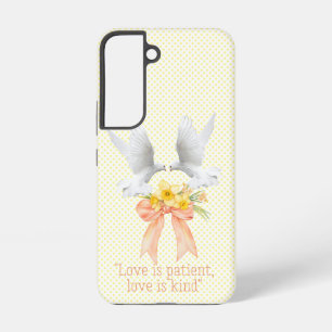 Coque Samsung Galaxy Tendance Religieuse Fleurs de Pêcher Ruban Floral