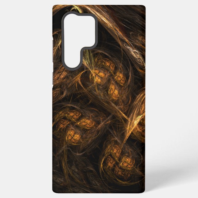Coque Samsung Galaxy Terre Mère Art Abstrait Moderne Fractale Dorée (Verso)