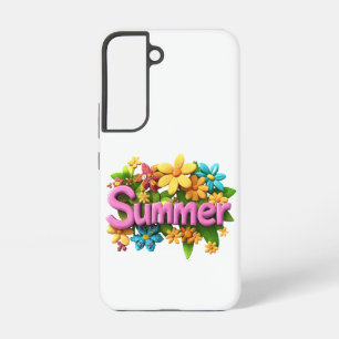 Coque Samsung Galaxy Texte d'été avec fleurs