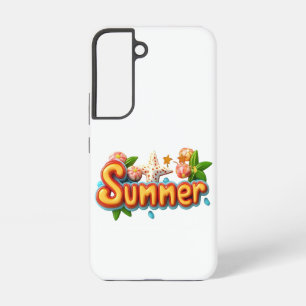 Coque Samsung Galaxy Texte d'été coloré avec des éléments de plage