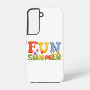 Coque Samsung Galaxy Texte d'été coloré et amusant avec des fleurs