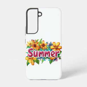 Coque Samsung Galaxy Texte d'été - Fleurs d'été colorées Illustration