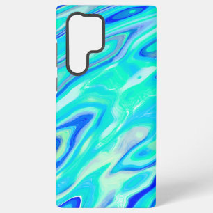 Coque Samsung Galaxy Texture de marbre bleu aqua motif liquide abstrait