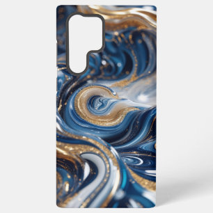 Coque Samsung Galaxy Texture en marbre 3D Deep Blue Gold