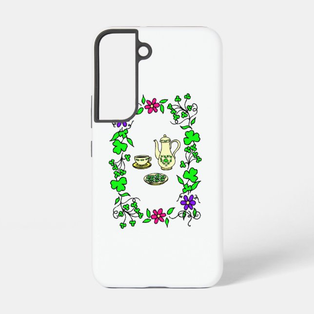 Coque Samsung Galaxy Thème de la Saint-Patrick Ensemble à thé irlandais (Verso)