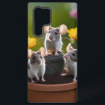 Coque Samsung Galaxy Three Mice In Flower Pots,<br><div class="desc">Pictured Are Three Grey And White Mice In Flower Pots.</div>