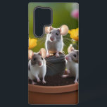 Coque Samsung Galaxy Three Mice In Flower Pots,<br><div class="desc">Pictured Are Three Grey And White Mice In Flower Pots.</div>