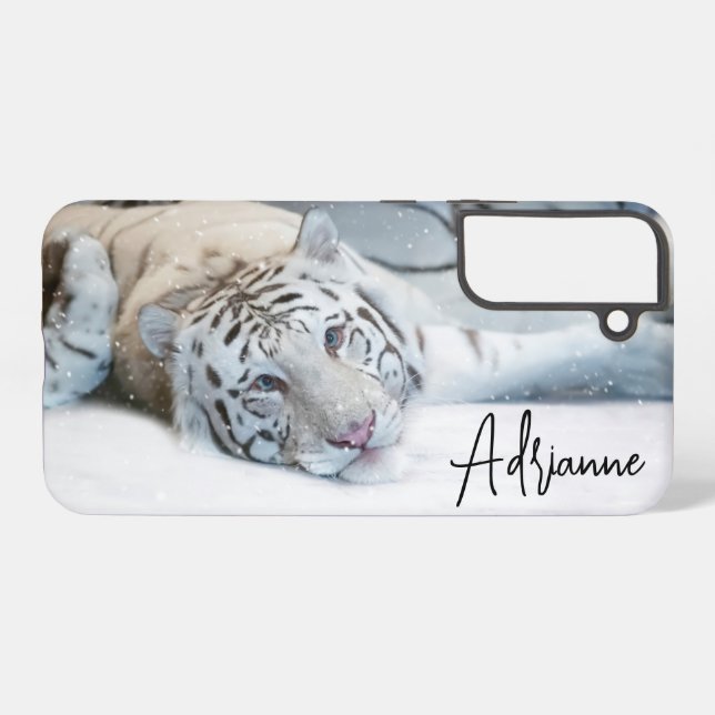 Coque Samsung Galaxy Tigres blancs (Verso Horizontal)