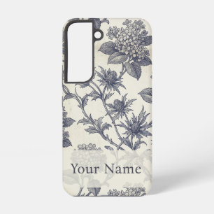 Coque Samsung Galaxy Toile Botanique Hydrangea & Chardon de Mer Perso