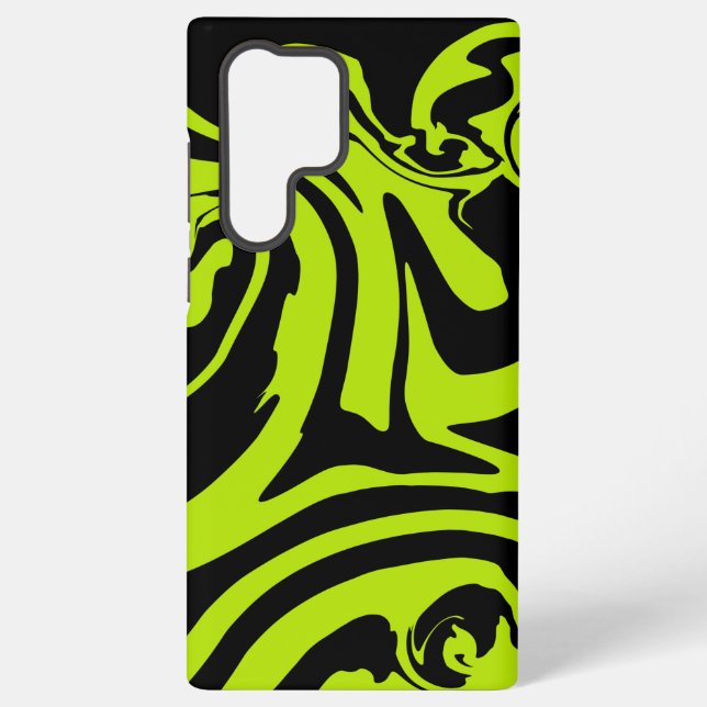 Coque Samsung Galaxy Tourbillon de marbre rétro vert et noir (Verso)