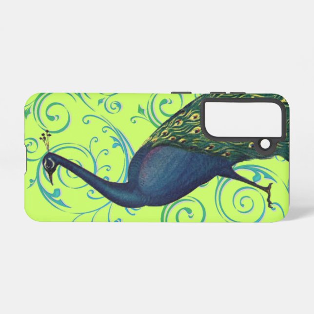 Coque Samsung Galaxy Tourbillon de paon vintage (Verso Horizontal)