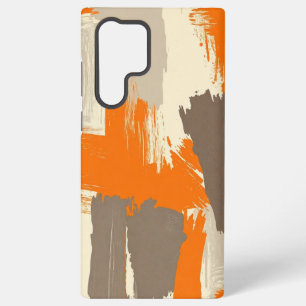 Coque Samsung Galaxy Traits de pinceau artisanaux orange gras Abstrait
