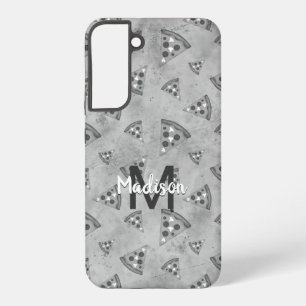 Coque Samsung Galaxy Tranche de pizza cool vintage noir blanc gris Mono
