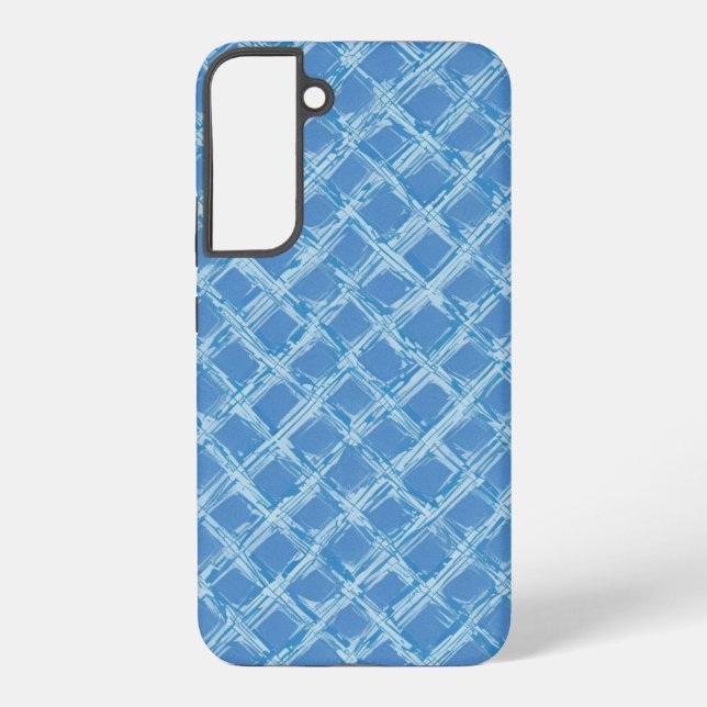 Coque Samsung Galaxy treillis à brosse bleu (Verso)